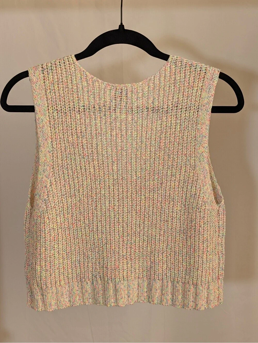 BDG Urban Outfitters Neon Confetti Multi Color Knit Crop V-Neck Sweater Vest XS